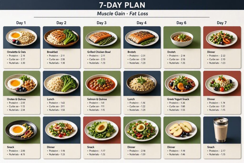 7-Day Meal Plan for Muscle Gain and Fat Loss